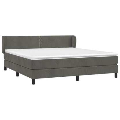 Box Spring Postel S Matrací Samet Tmavě Šedá