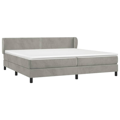 Box Spring Postel S Matrací Samet Světle Šedá