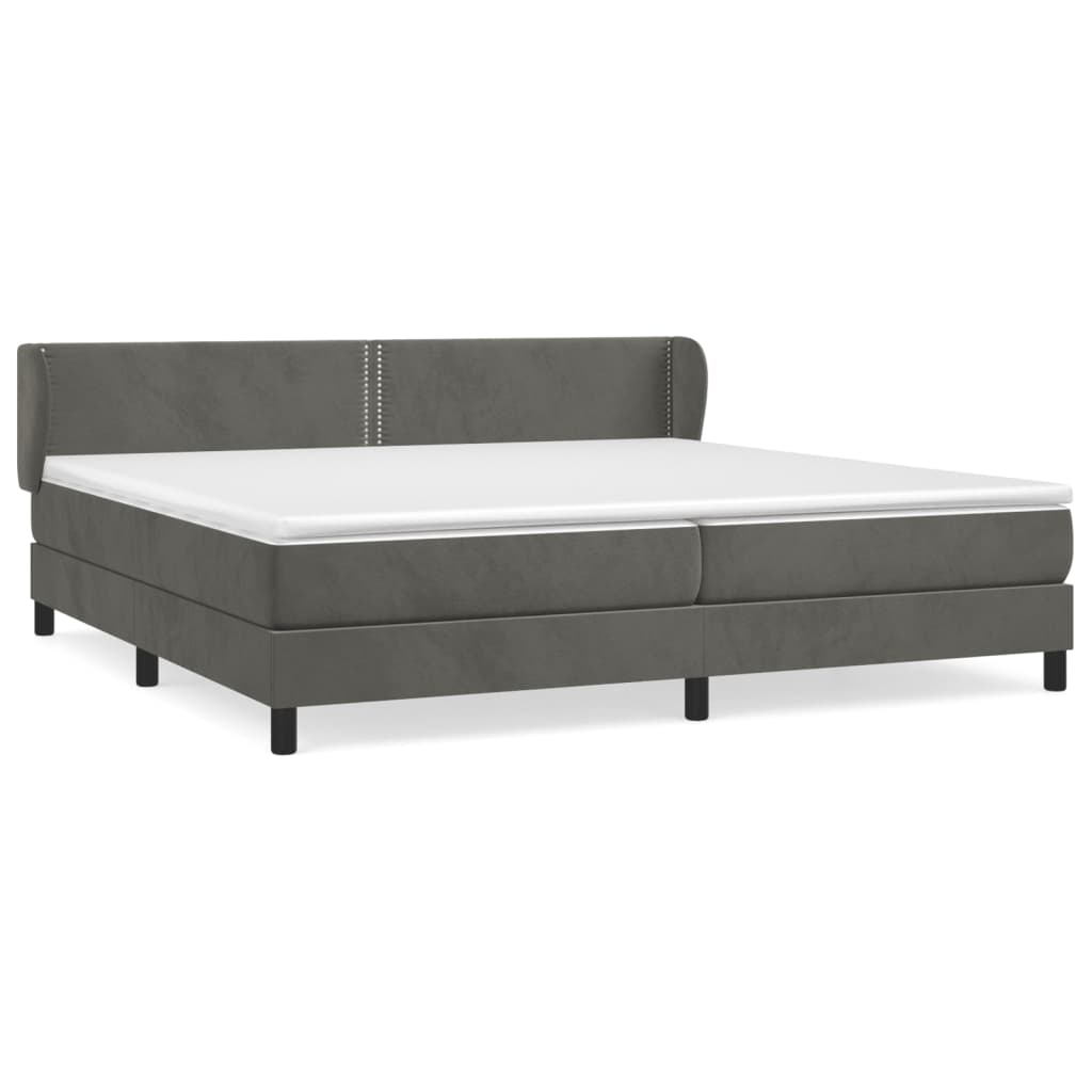 Box Spring Postel S Matrací Samet Tmavě Šedá