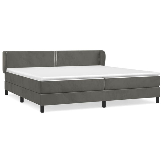 Box Spring Postel S Matrací Samet Tmavě Šedá