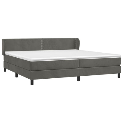 Box Spring Postel S Matrací Samet Tmavě Šedá
