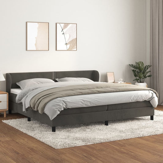 Box Spring Postel S Matrací Samet Tmavě Šedá
