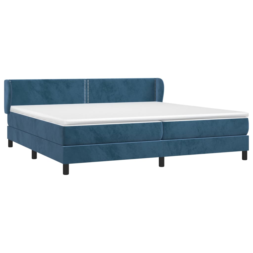 Box Spring Postel S Matrací Tmavě Modrá Samet Tmavě Moddrá
