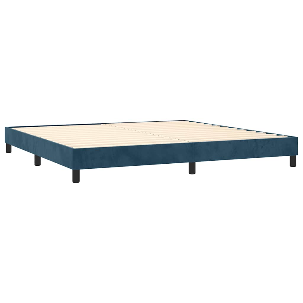 Box Spring Postel S Matrací Tmavě Modrá Samet Tmavě Moddrá