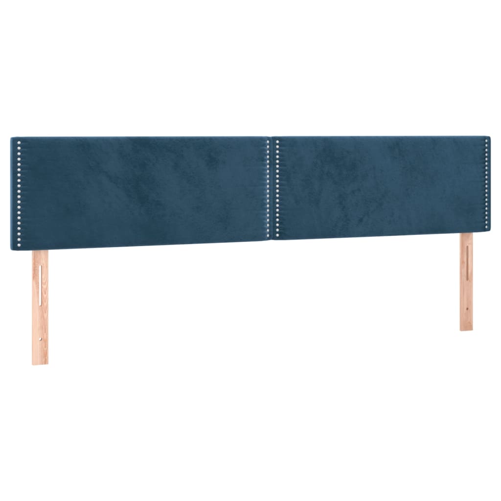 Box Spring Postel S Matrací Tmavě Modrá Samet Tmavě Moddrá