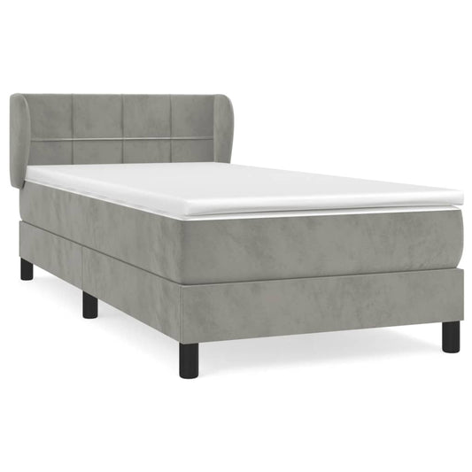 Box Spring Postel S Matrací Samet Světle Šedá
