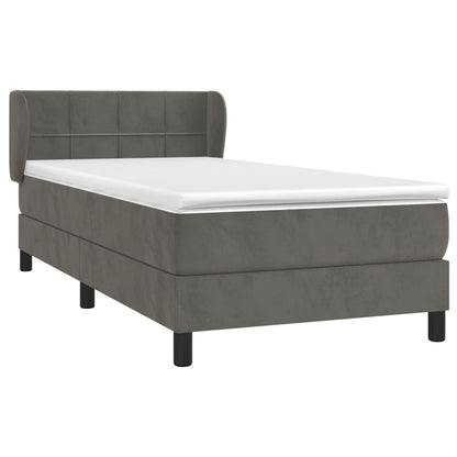 Box Spring Postel S Matrací Samet Tmavě Šedá