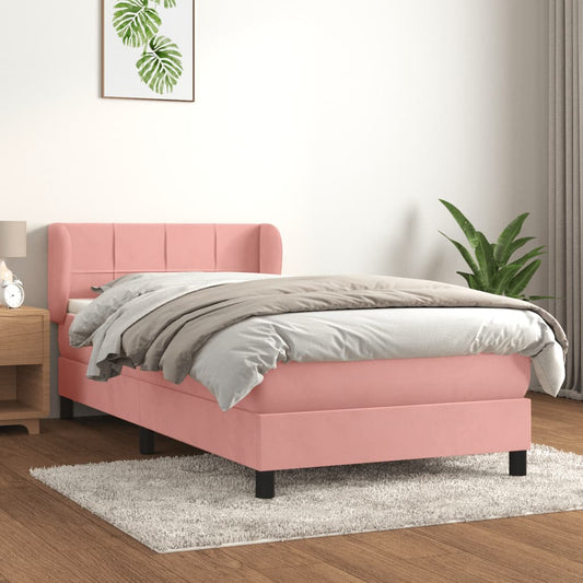 Box Spring Postel S Matrací Samet Růžová