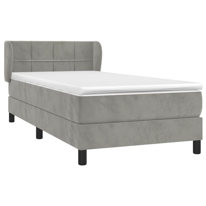 Box Spring Postel S Matrací Samet Světle Šedá
