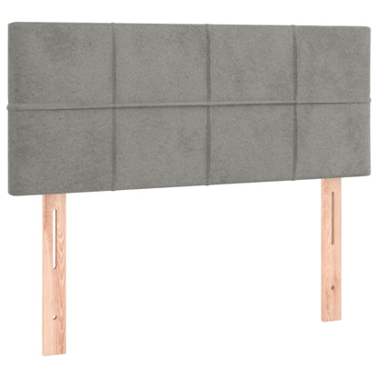 Box Spring Postel S Matrací Samet Světle Šedá
