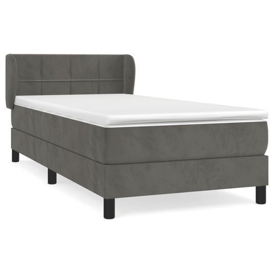 Box Spring Postel S Matrací Samet Tmavě Šedá