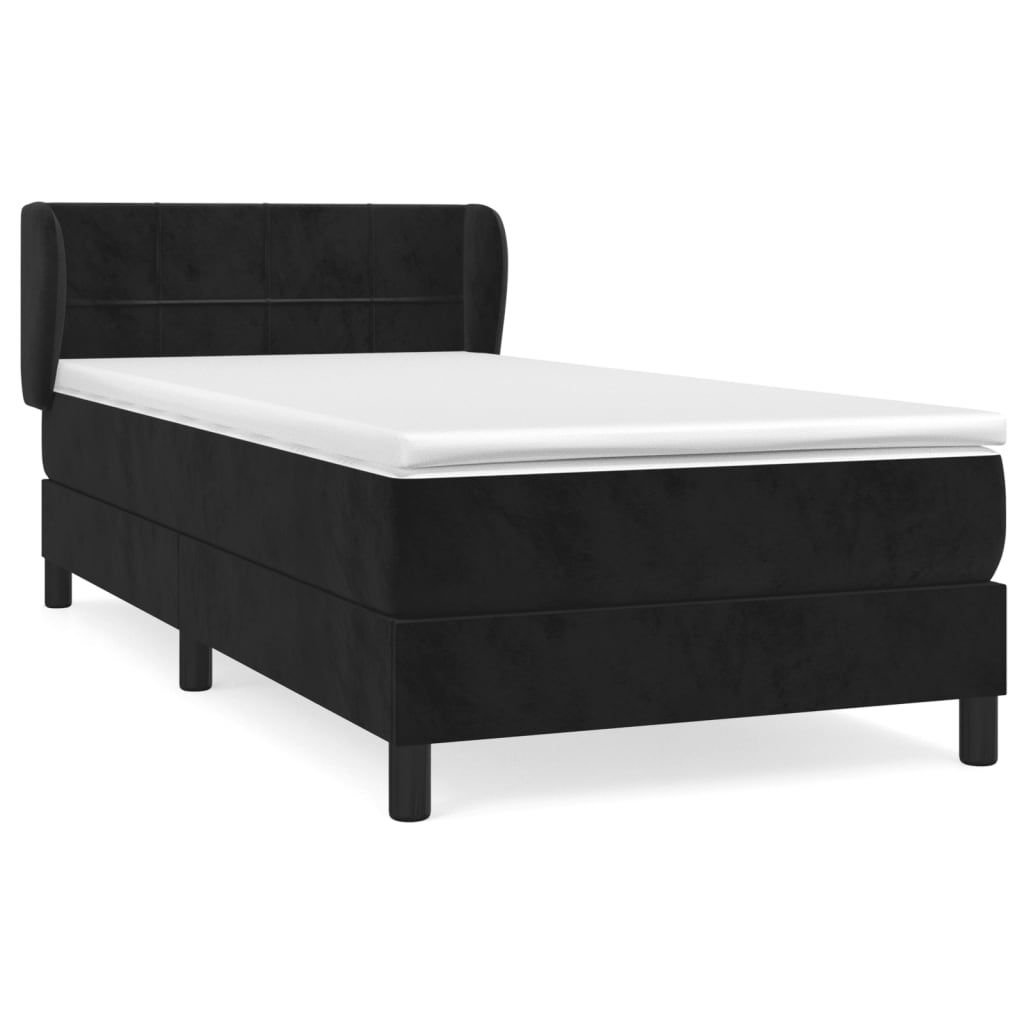 Box Spring Postel S Matrací Černá Samet Černá