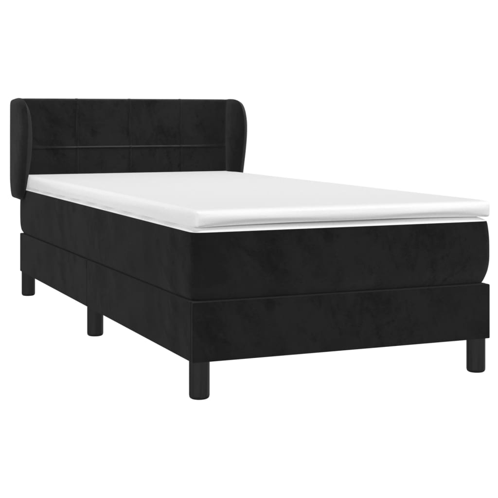 Box Spring Postel S Matrací Černá Samet Černá