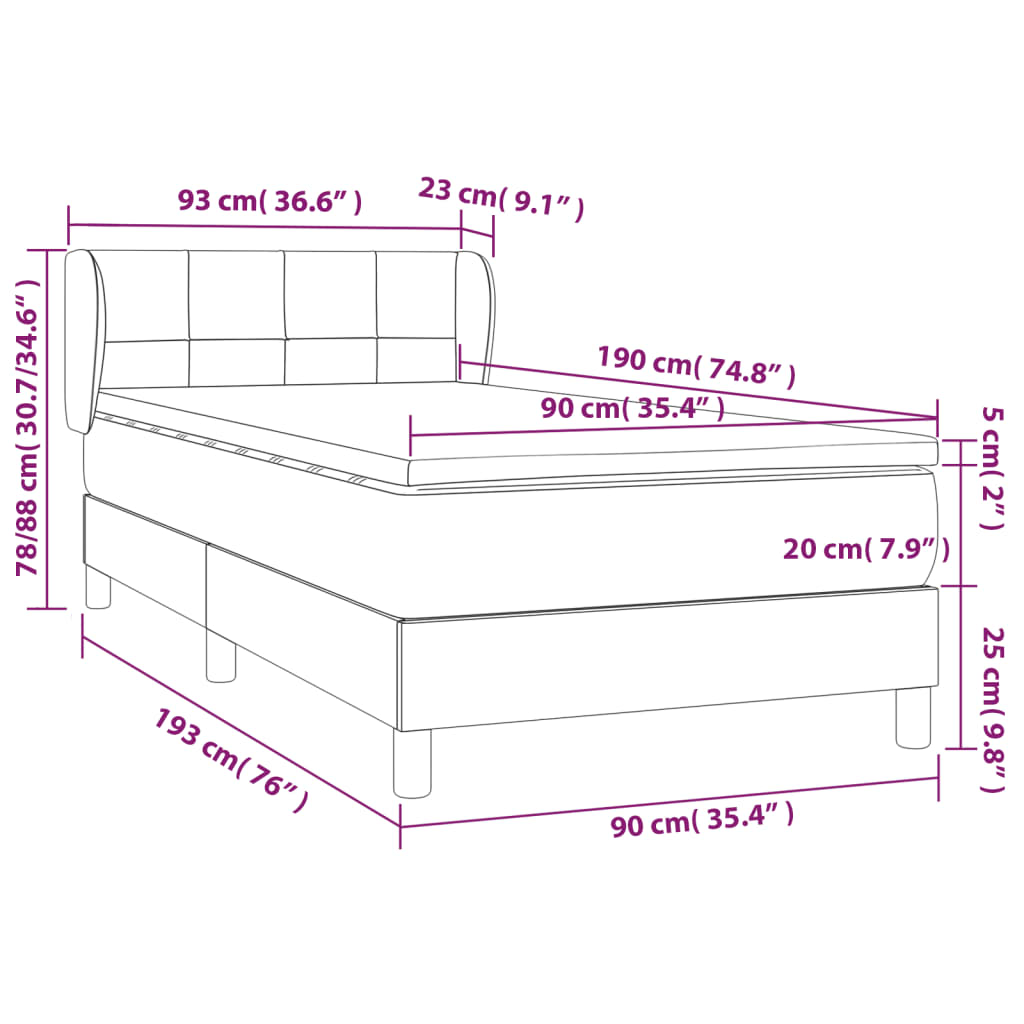 Box Spring Postel S Matrací Černá Samet Černá