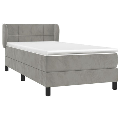 Box Spring Postel S Matrací Samet Světle Šedá
