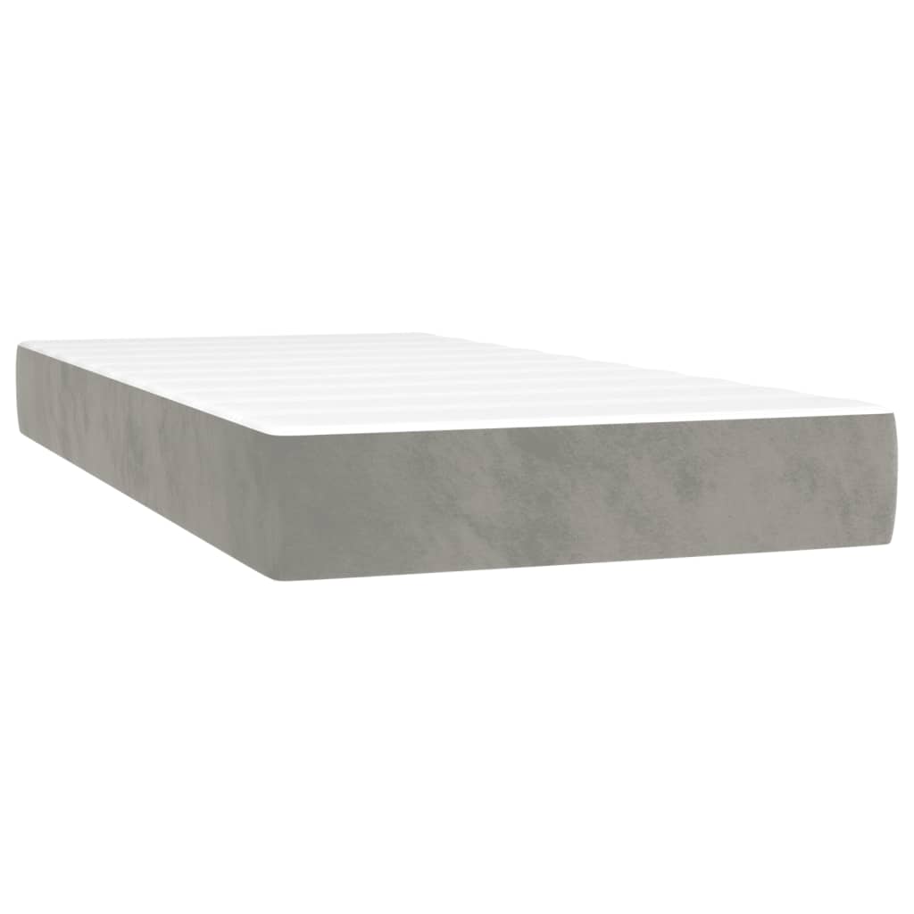 Box Spring Postel S Matrací Samet Světle Šedá