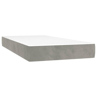 Box Spring Postel S Matrací Samet Světle Šedá