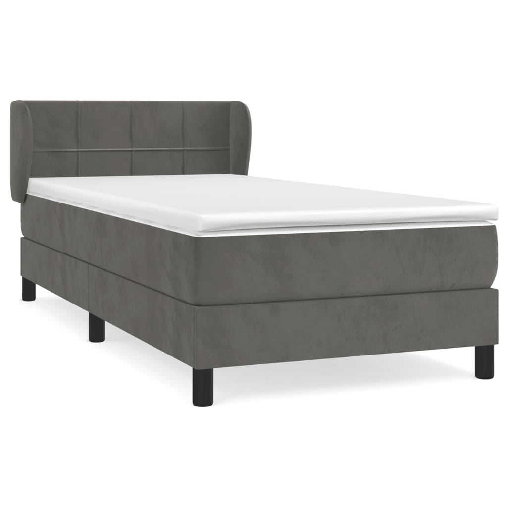 Box Spring Postel S Matrací Samet Tmavě Šedá