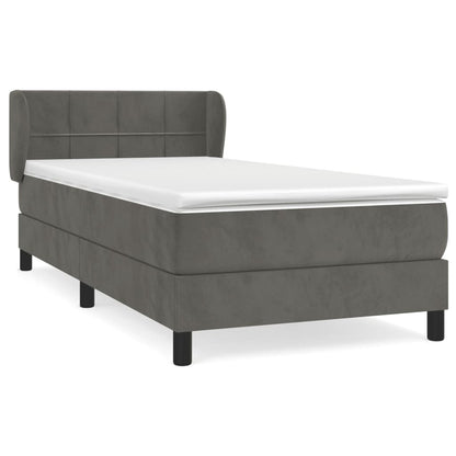 Box Spring Postel S Matrací Samet Tmavě Šedá