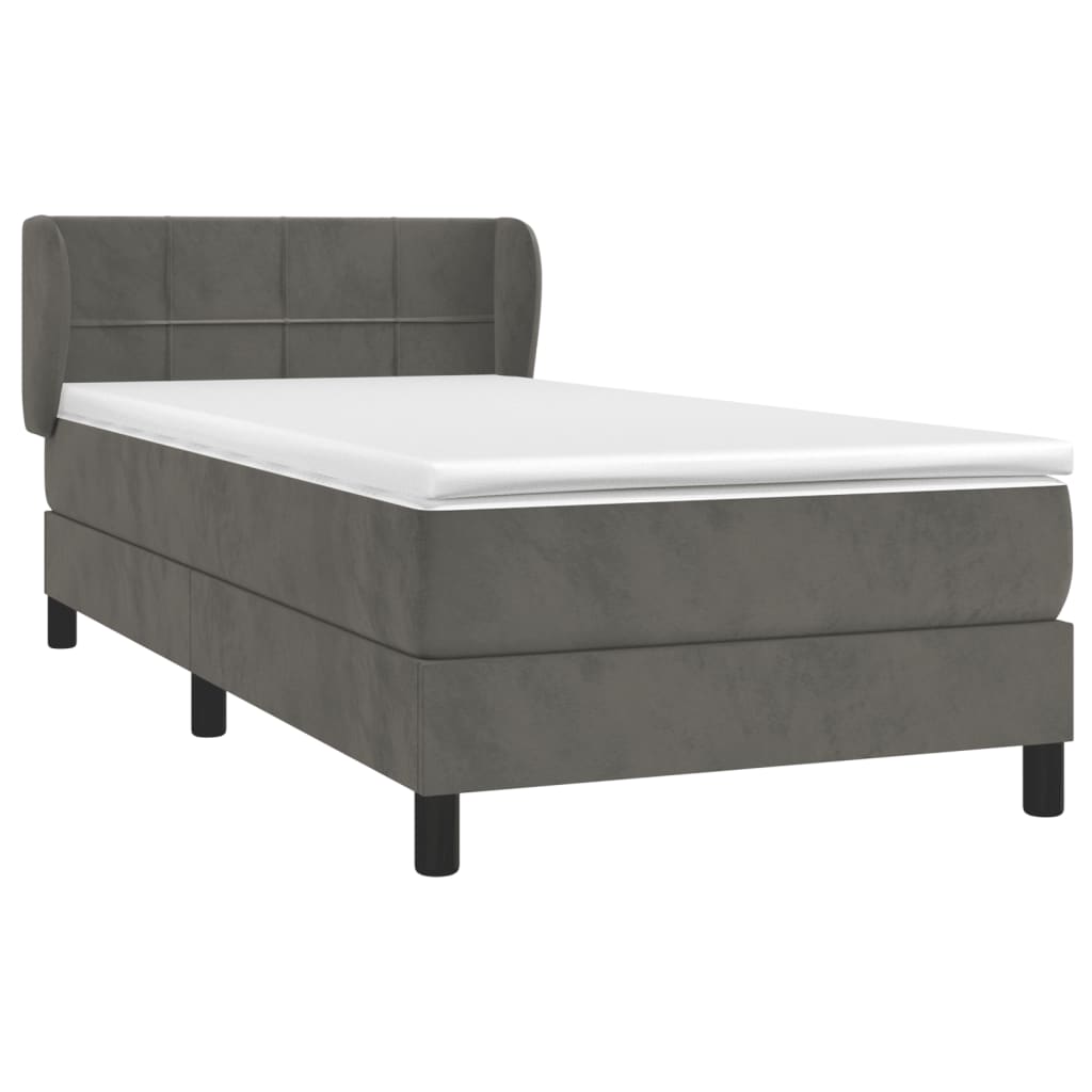 Box Spring Postel S Matrací Samet Tmavě Šedá