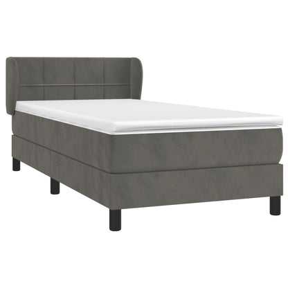 Box Spring Postel S Matrací Samet Tmavě Šedá