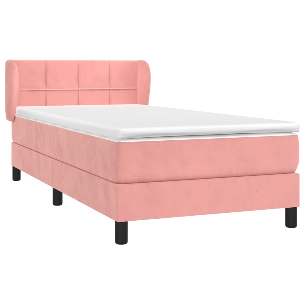 Box Spring Postel S Matrací Samet Růžová