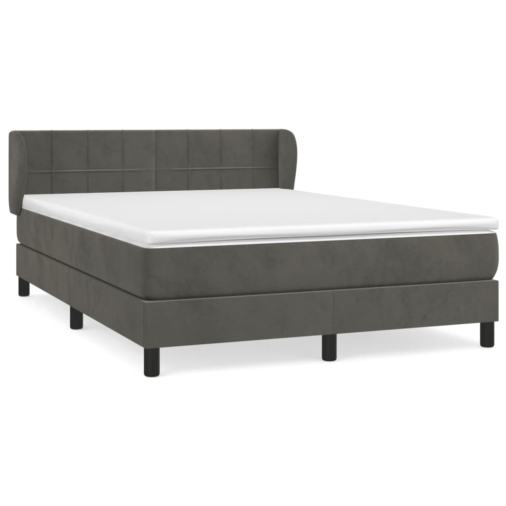 Box Spring Postel S Matrací Tmavě Šedý Samet Tmavě Šedá