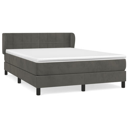 Box Spring Postel S Matrací Tmavě Šedý Samet Tmavě Šedá