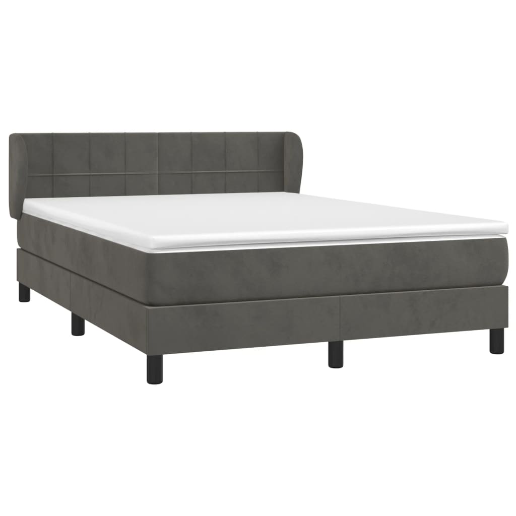Box Spring Postel S Matrací Tmavě Šedý Samet Tmavě Šedá