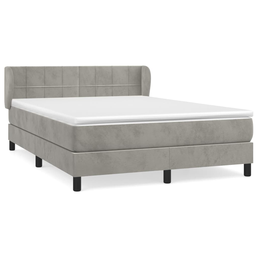 Box Spring Postel S Matrací Samet Světle Šedá