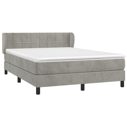 Box Spring Postel S Matrací Samet Světle Šedá
