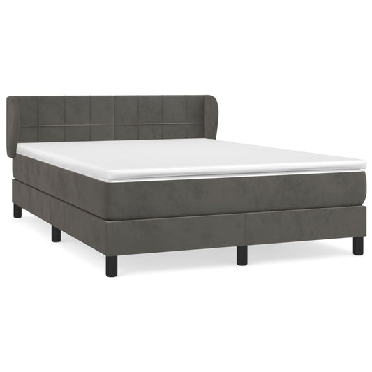 Box Spring Postel S Matrací Samet Tmavě Šedá