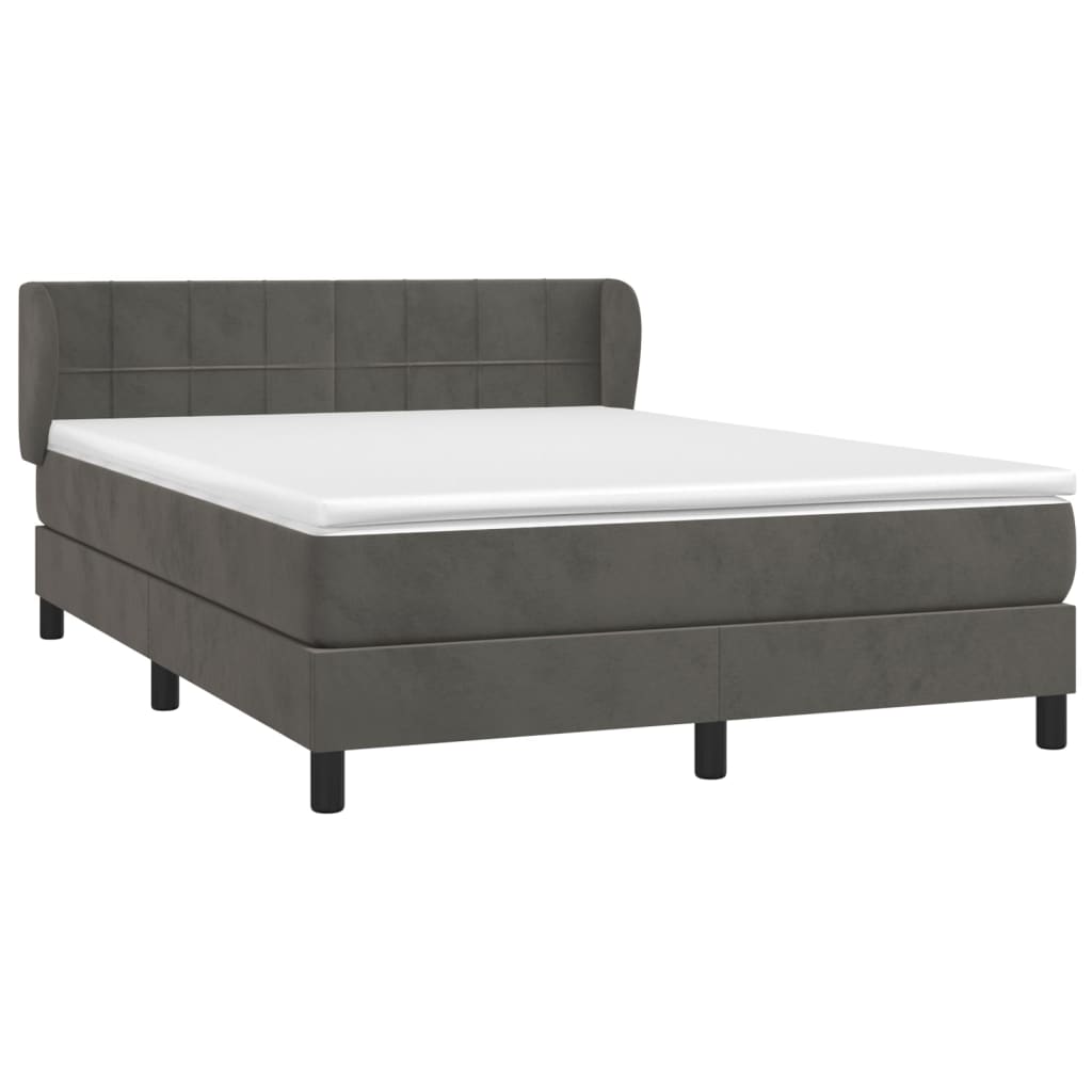 Box Spring Postel S Matrací Samet Tmavě Šedá