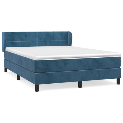 Box Spring Postel S Matrací Tmavě Modrá Samet Tmavě Moddrá