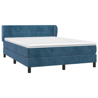 Box Spring Postel S Matrací Tmavě Modrá Samet Tmavě Moddrá