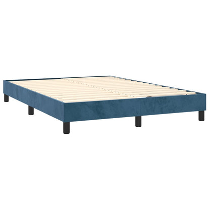 Box Spring Postel S Matrací Tmavě Modrá Samet Tmavě Moddrá