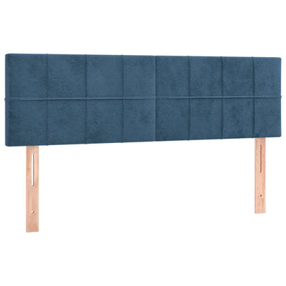 Box Spring Postel S Matrací Tmavě Modrá Samet Tmavě Moddrá
