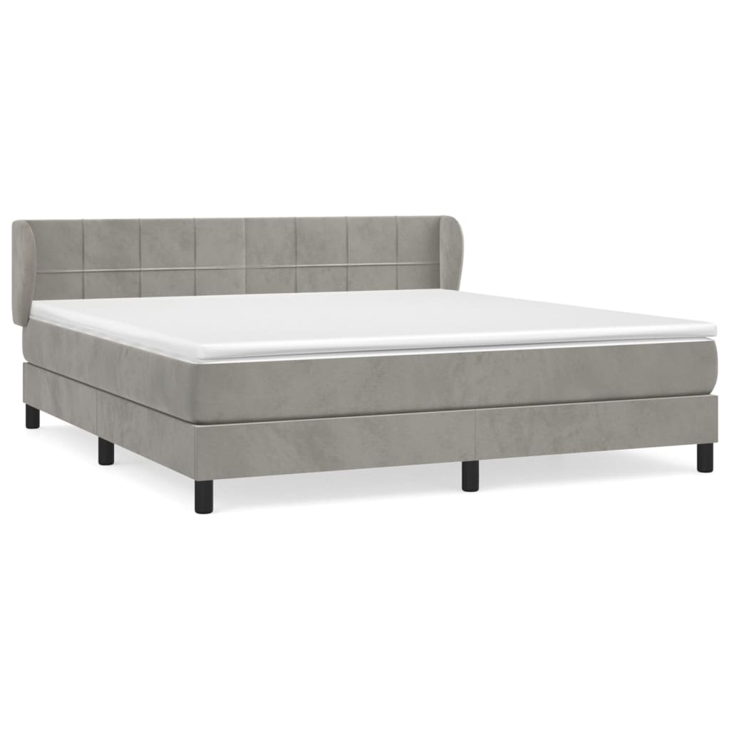 Box Spring Postel S Matrací Samet Světle Šedá