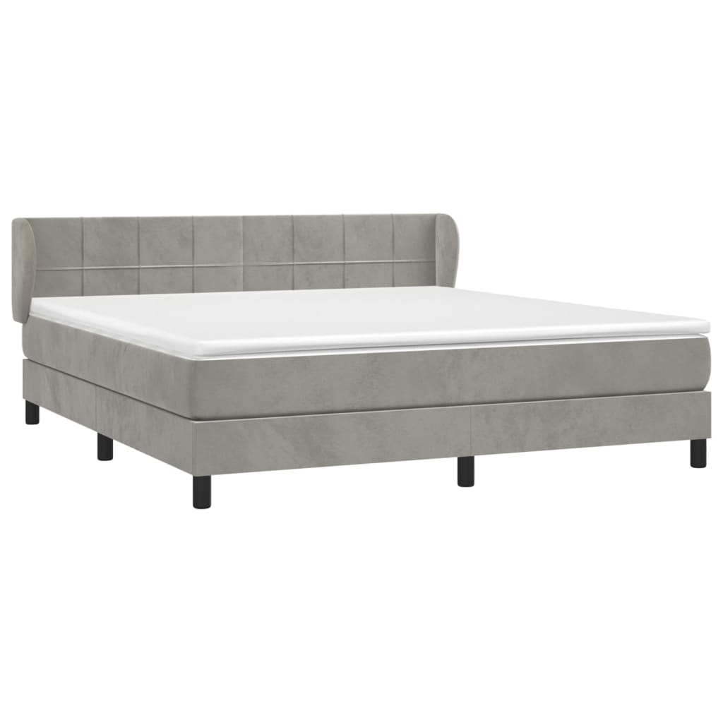 Box Spring Postel S Matrací Samet Světle Šedá