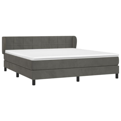 Box Spring Postel S Matrací Samet Tmavě Šedá