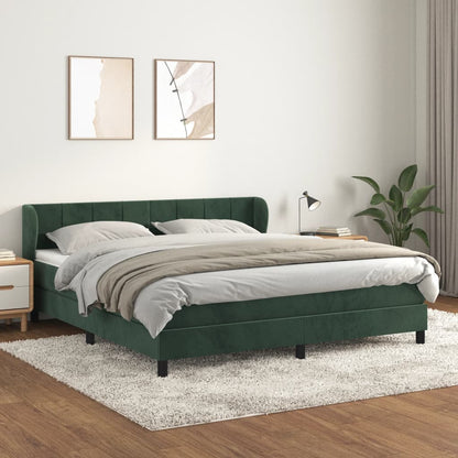 Box Spring Postel S Matrací Samet Tmavě Zelená
