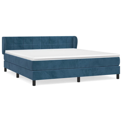 Box Spring Postel S Matrací Tmavě Modrá Samet Tmavě Moddrá