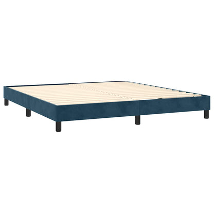 Box Spring Postel S Matrací Tmavě Modrá Samet Tmavě Moddrá