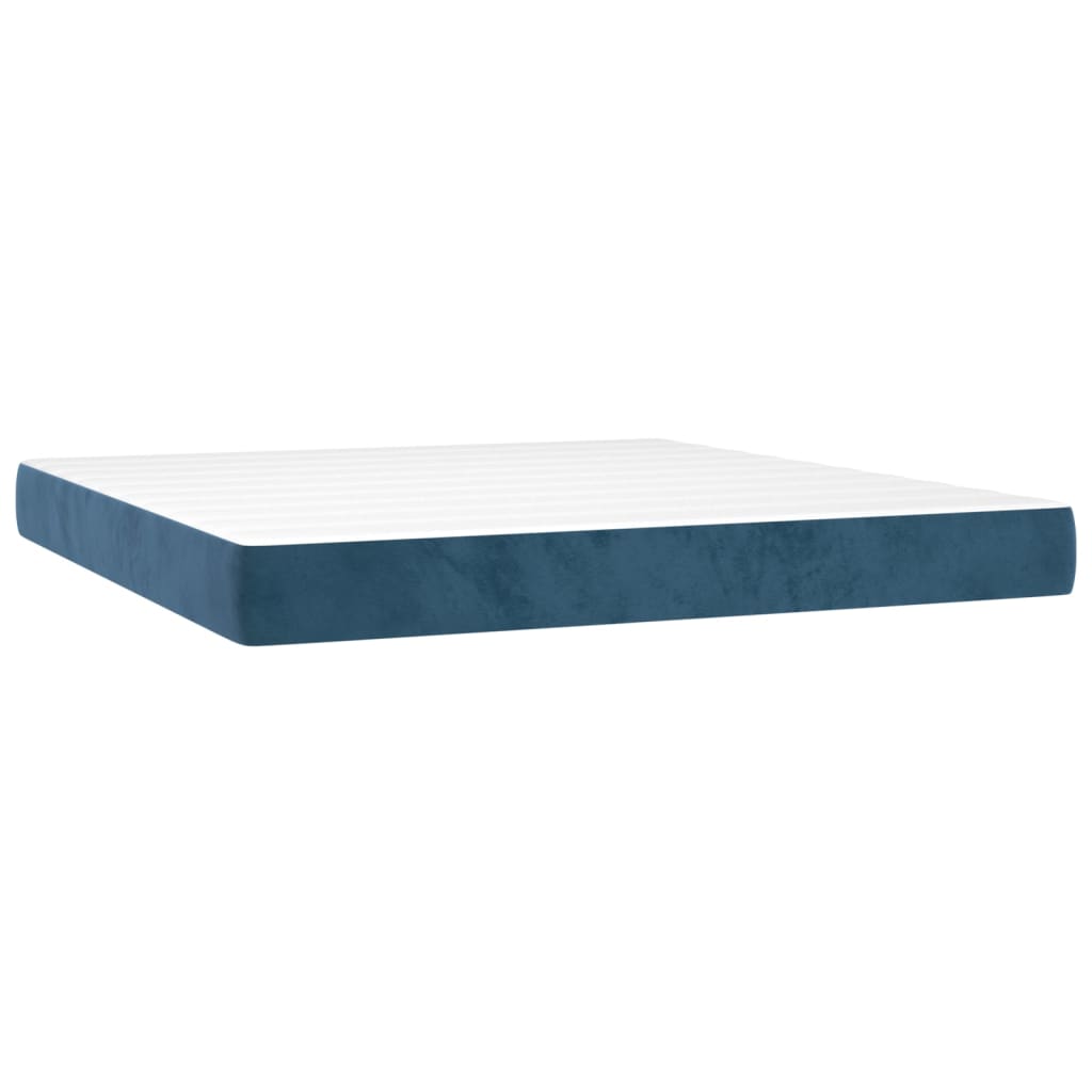 Box Spring Postel S Matrací Tmavě Modrá Samet Tmavě Moddrá