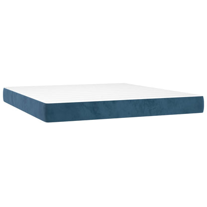 Box Spring Postel S Matrací Tmavě Modrá Samet Tmavě Moddrá