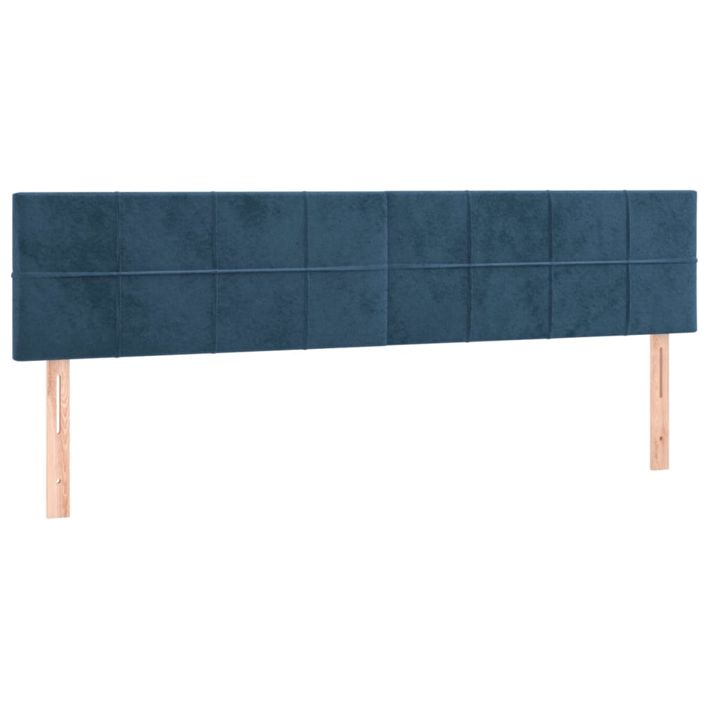 Box Spring Postel S Matrací Tmavě Modrá Samet Tmavě Moddrá