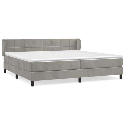Box Spring Postel S Matrací Samet Světle Šedá