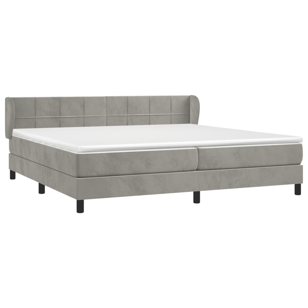 Box Spring Postel S Matrací Samet Světle Šedá