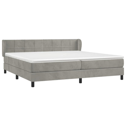 Box Spring Postel S Matrací Samet Světle Šedá