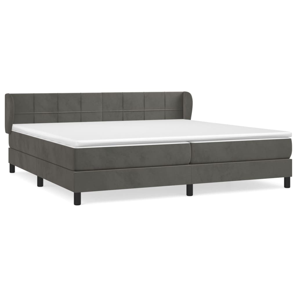 Box Spring Postel S Matrací Samet Tmavě Šedá